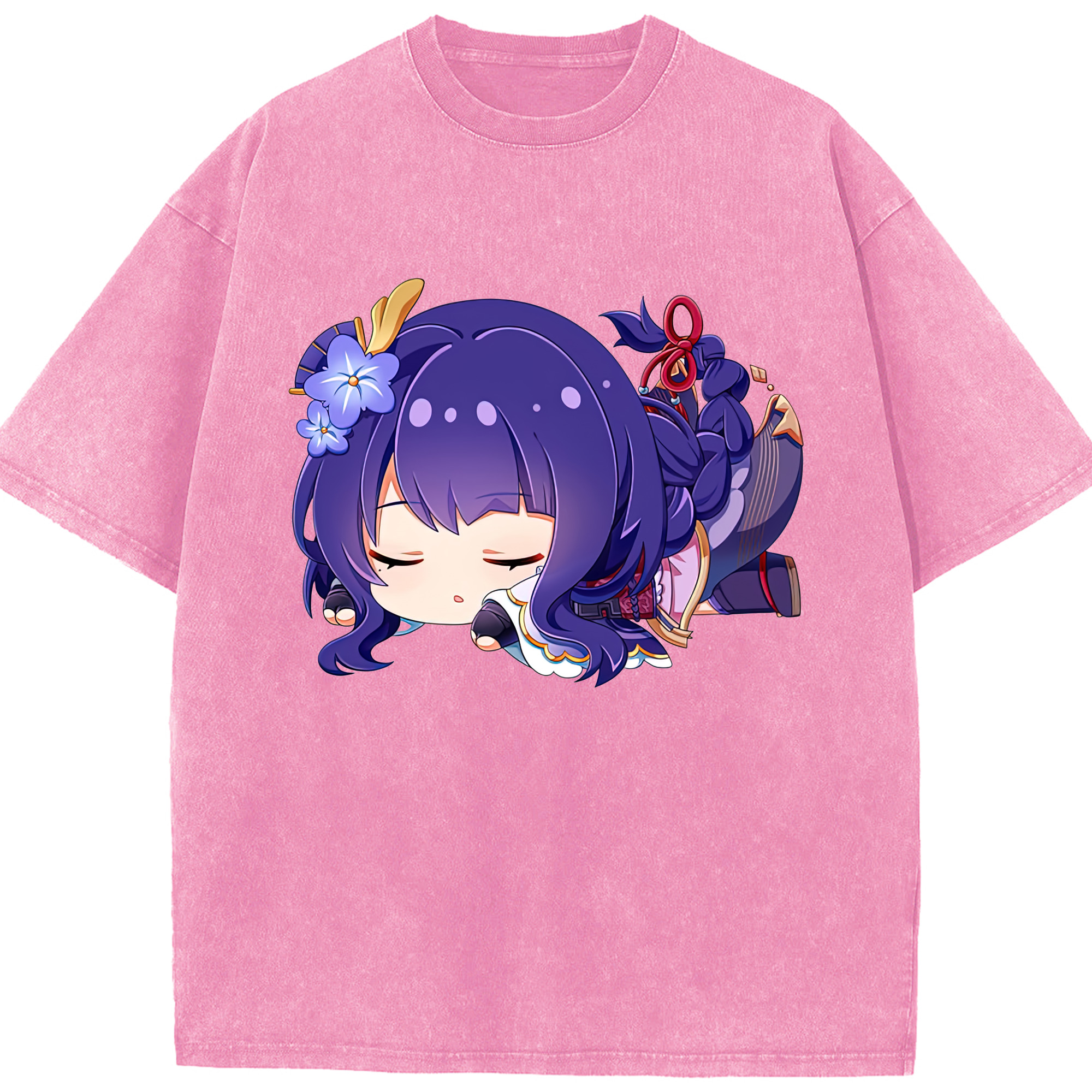 げんし神 雷電将軍 らいでんしょうぐん genshin Raiden Shogun 綿100% ヴィンテージ風 半袖Tシャツ（フロントプリント）